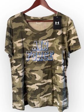 NWT Under Armour Air Force Camo T-Shirt Women’s XL Loose Fit Green Performance
